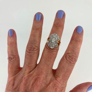 VINTAGE 70s 💍 BAGUETTE DIAMOND 10K GOLD COCKTAIL RING ‼️#MISSING A GEMSTONE#‼️